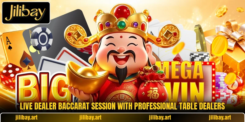 Live dealer baccarat session with professional table dealers