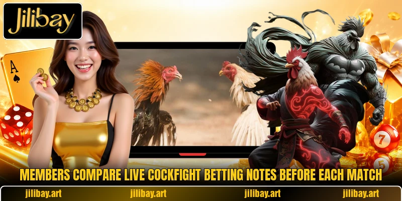 Members compare Live Cockfight Betting notes before each match