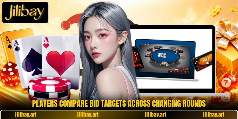 Players compare bid targets across changing rounds Players compare bid targets across changing rounds