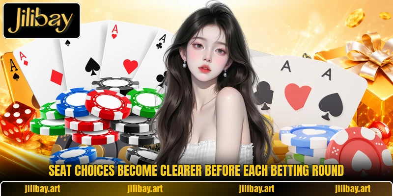 Seat choices become clearer before each betting round Seat choices become clearer before each betting round