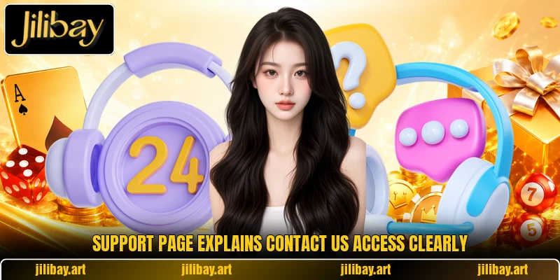 Support page explains contact us access clearly